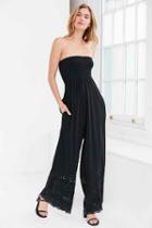Urban Outfitters Winston White Coco Eyelet Wide-leg Jumpsuit,black,s