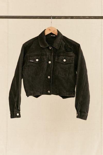 Urban Renewal Vintage Jordache Lace Hearts Cropped Denim Jacket