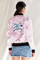 Urban Outfitters Urban Renewal Recycled Embroidered Satin Bomber Jacket,pink,m