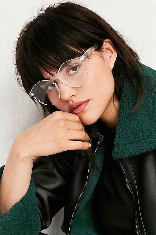 Urban Outfitters Futuristic Monocut Round Readers,clear,one Size