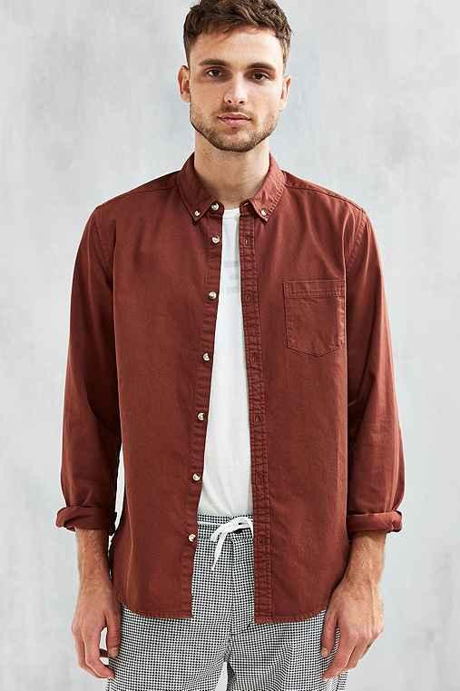 Urban Outfitters Stevens Denim Button-down Shirt,rust,xs
