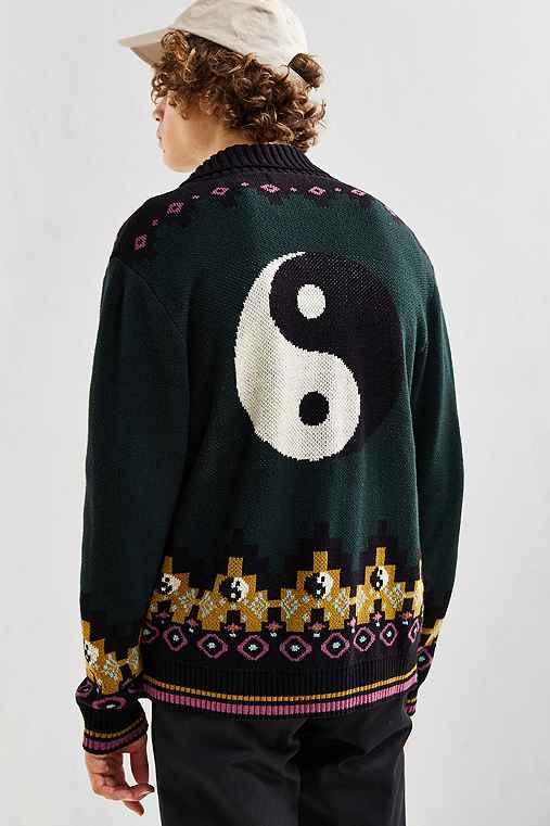 Urban Outfitters Uo Patterned Shawl Cardigan,dark Green,m