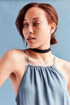 Urban Outfitters Frayed Denim Choker Necklace,black,one Size