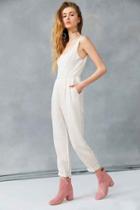 Urban Outfitters Astr Janae Pleated Peg Jumpsuit,ivory,l