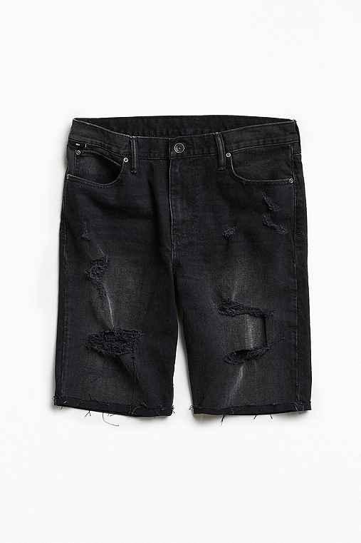 Urban Outfitters Bdg Destructed Washed Black Denim Short,washed Black,34