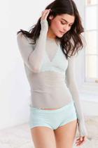 Urban Outfitters Out From Under Mesh Long Sleeve Top,teal,l