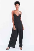 Urban Outfitters Silence + Noise Kali Satin Wide-leg Jumpsuit,black,l