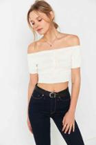 Urban Outfitters Kimchi Blue Ottoman Pointelle Top,ivory,s