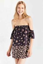 Urban Outfitters Kimchi Blue Rafina Off-the-shoulder Ruffle Dress,purple Multi,m