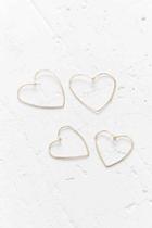 Urban Outfitters Heart Hoop Earring Set,gold,one Size