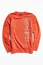 Urban Outfitters Stussy First Annual Embroidered Crew Neck Sweatshirt,orange,s
