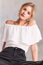Urban Outfitters Kimchi Blue Erin Off-the-shoulder Ruffle Top,ivory,xs