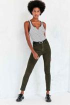 Urban Outfitters Bdg Twig Corduroy High-rise Skinny Pant,green,32
