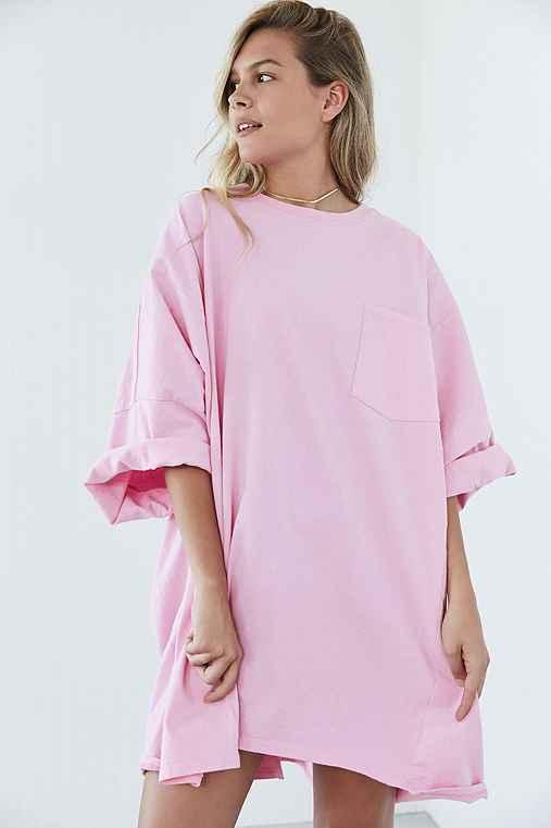 Urban Outfitters Silence + Noise Oversized Drop Shoulder T-shirt Dress,pink,one Size