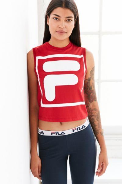 Fila + Uo Fiesta Logo Cropped Muscle Tee