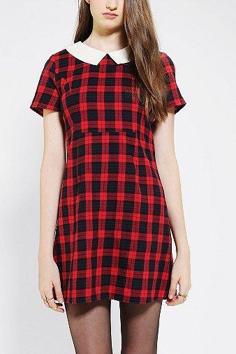 Coincidence & Chance Collared Plaid Babydoll Dress