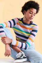 Urban Outfitters Silence + Noise Rainbow Stripe Crew-neck Sweater,multi,xs