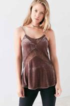 Urban Outfitters Kimchi Blue Mia Velvet Lace Slip Cami,taupe,l