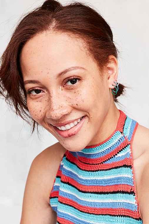 Urban Outfitters Rainbow Hoop Earring Set,multi,one Size