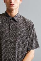 Urban Outfitters Uo Ditsy Triangle Rayon Short Sleeve Button-down Shirt
