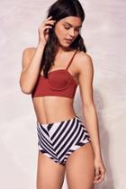 Urban Outfitters Out From Under Variegated Stripe High-waisted Bikini Bottom