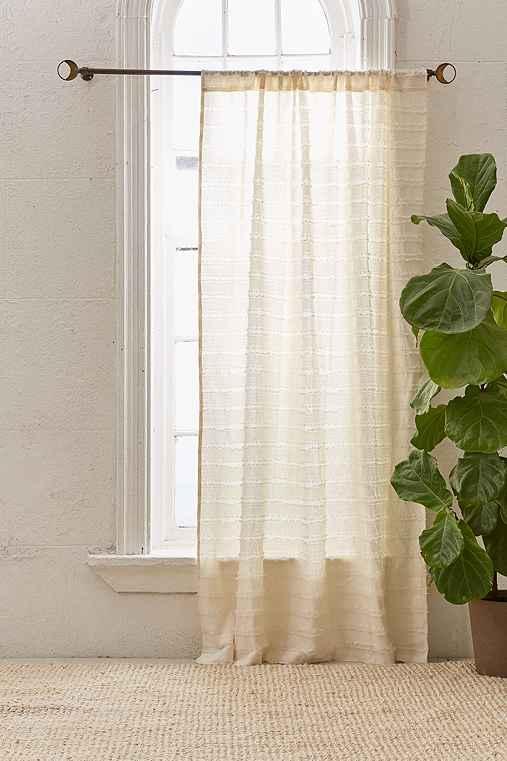Urban Outfitters Solid Eyelash Fringe Curtain,ivory,52x84