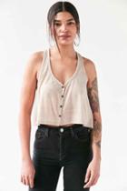 Urban Outfitters Ecote Benny Button-down Swing Tank Top,ivory,m