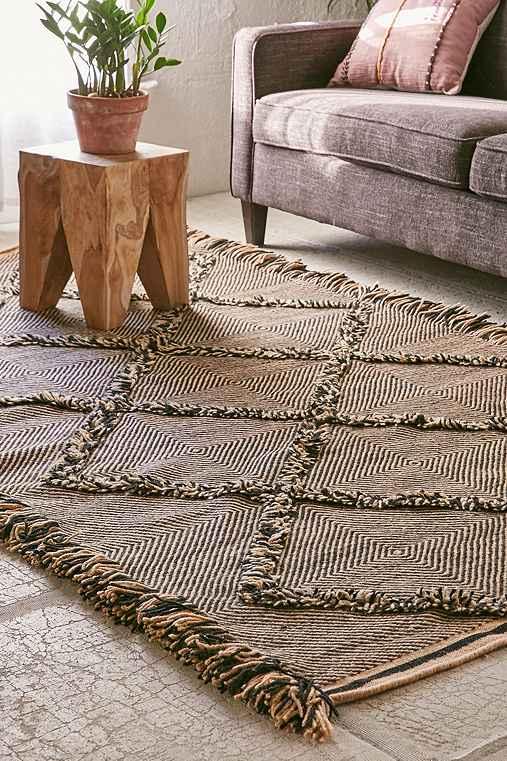 Urban Outfitters Kismet Tassel Wool Rug,cream,5x8