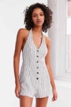 Urban Outfitters Cooperative Parker Button-front Halter Romper,black & White,m