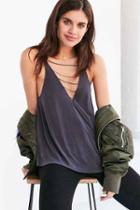 Urban Outfitters Silence + Noise Farin Deep-v Chain Strap Cami,black,xs