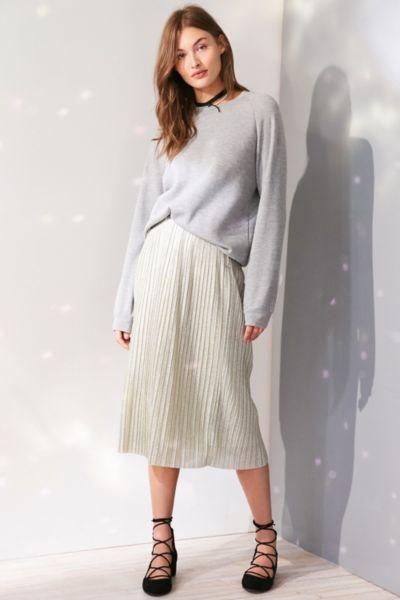 Kimchi Blue Alexis Shimmer Pleat Midi Skirt