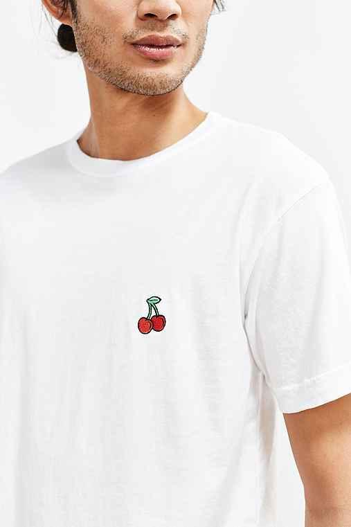 Urban Outfitters Embroidered Cherry Tee,white,xl