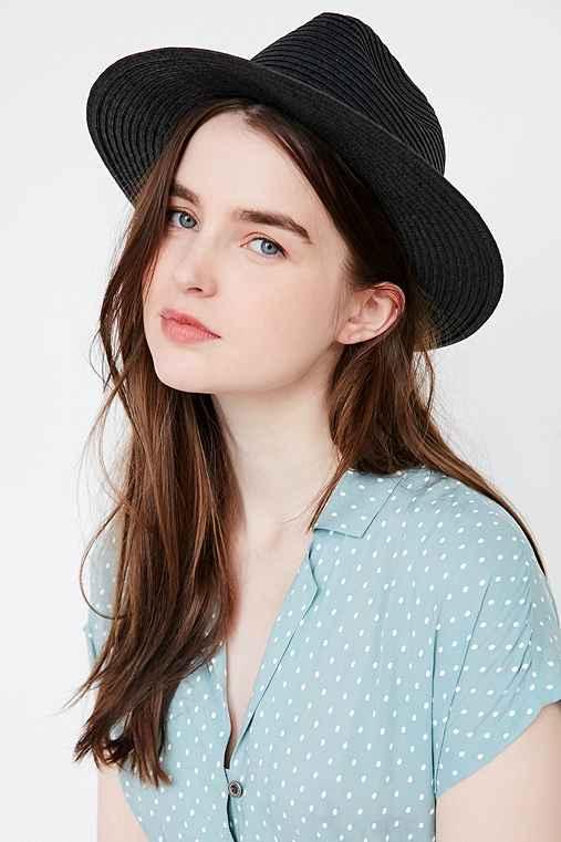 Urban Outfitters Bdg Straw Panama Hat,black,one Size