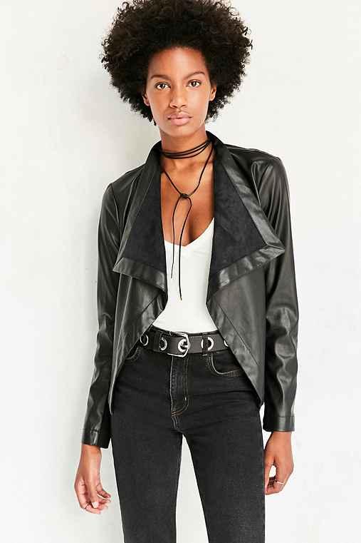 Urban Outfitters Bb Dakota Vegan Leather Waterfall Jacket,black,xs