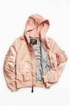 Urban Outfitters Alpha Industries X Uo Monochromatic Hooded L-2b Bomber Jacket,peach,xl