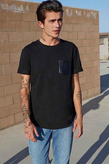 Urban Outfitters Your Neighbors Mesh Pocket Tee,black,l