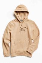 Urban Outfitters Stussy Stock Embroidered Hoodie Sweatshirt,taupe,m