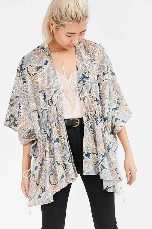 Urban Outfitters Kimchi Blue Shirred Kimono Jacket,paisley,m/l