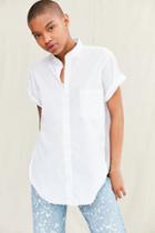 Urban Outfitters Urban Renewal Remade Mandarin-collar Side-slit Shirt
