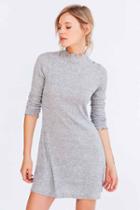 Urban Outfitters Kimchi Blue Lettuce-edge Mock-neck Mini Dress,grey,m