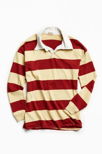 Urban Outfitters Vintage Vintage Maroon + Gold Stripe Rugby Shirt