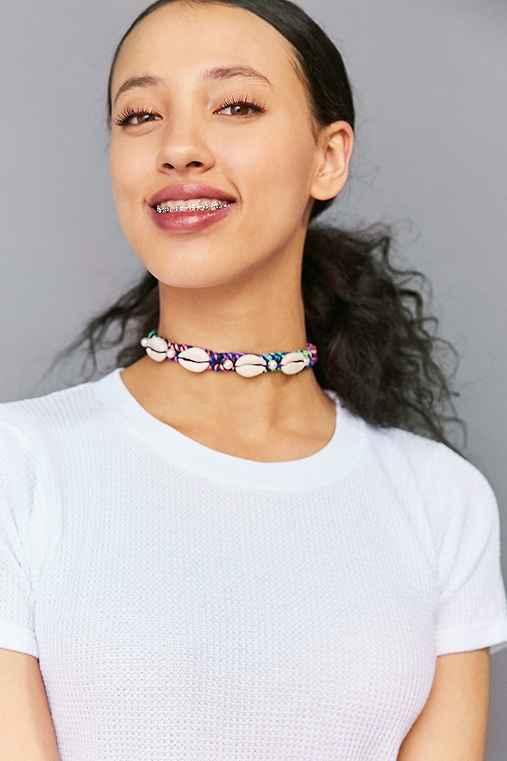 Urban Outfitters Venessa Arizaga Shell We Dance Choker Necklace,blue,one Size