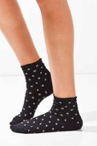 Urban Outfitters Out From Under Fuzzy Polka Dot Crew Sock,black,one Size