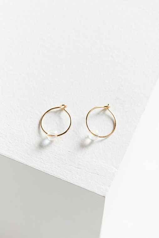 Urban Outfitters Genuine Stone Hoop Earring,clear,one Size