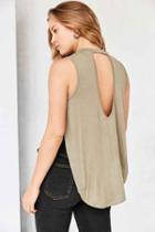 Urban Outfitters Silence + Nosie Liam Cross Over Muscle Tank Top,green,m