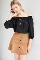 Urban Outfitters Bdg Button-front Off-the-shoulder Blouse,black,s