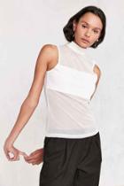 Urban Outfitters Silence + Noise Blaire Mock Neck Mesh Tank Top,white,xs