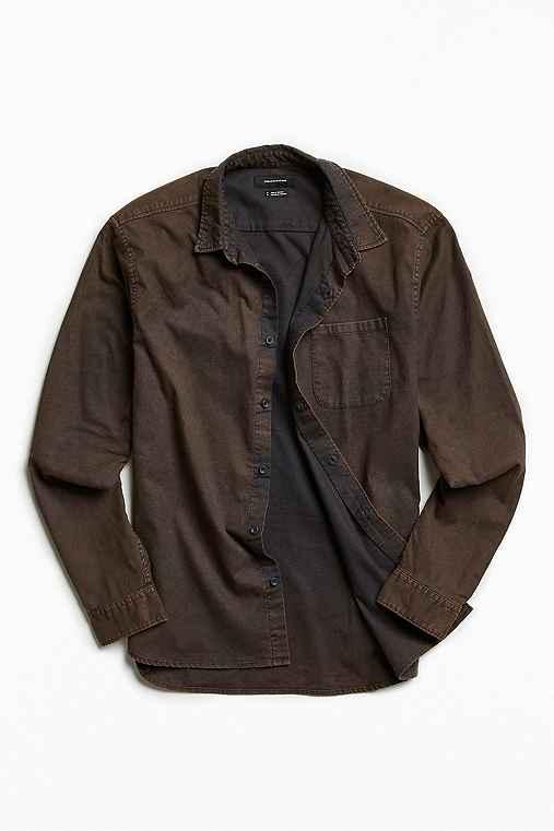 Urban Outfitters Uo Fuzzy Flannel Button-down Shirt,washed Black,s
