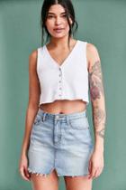 Urban Outfitters Bdg Notched Denim Mini Skirt,indigo,l