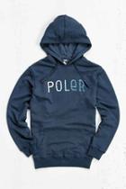Urban Outfitters Poler Furry Font Hooded Sweatshirt,indigo,m